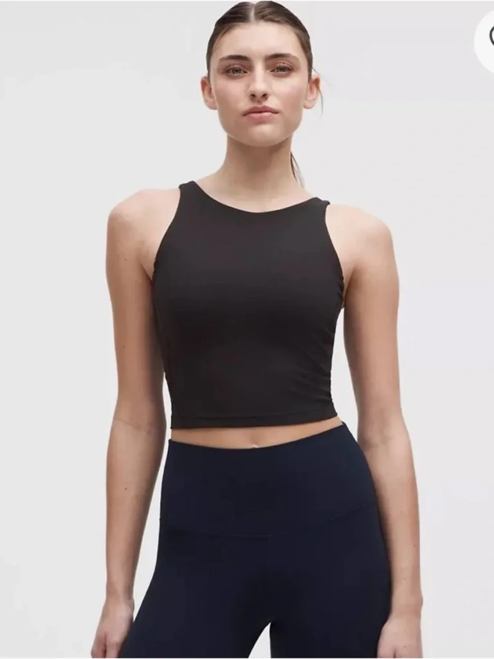 Women's Black High-Neck Cropped Tank Top